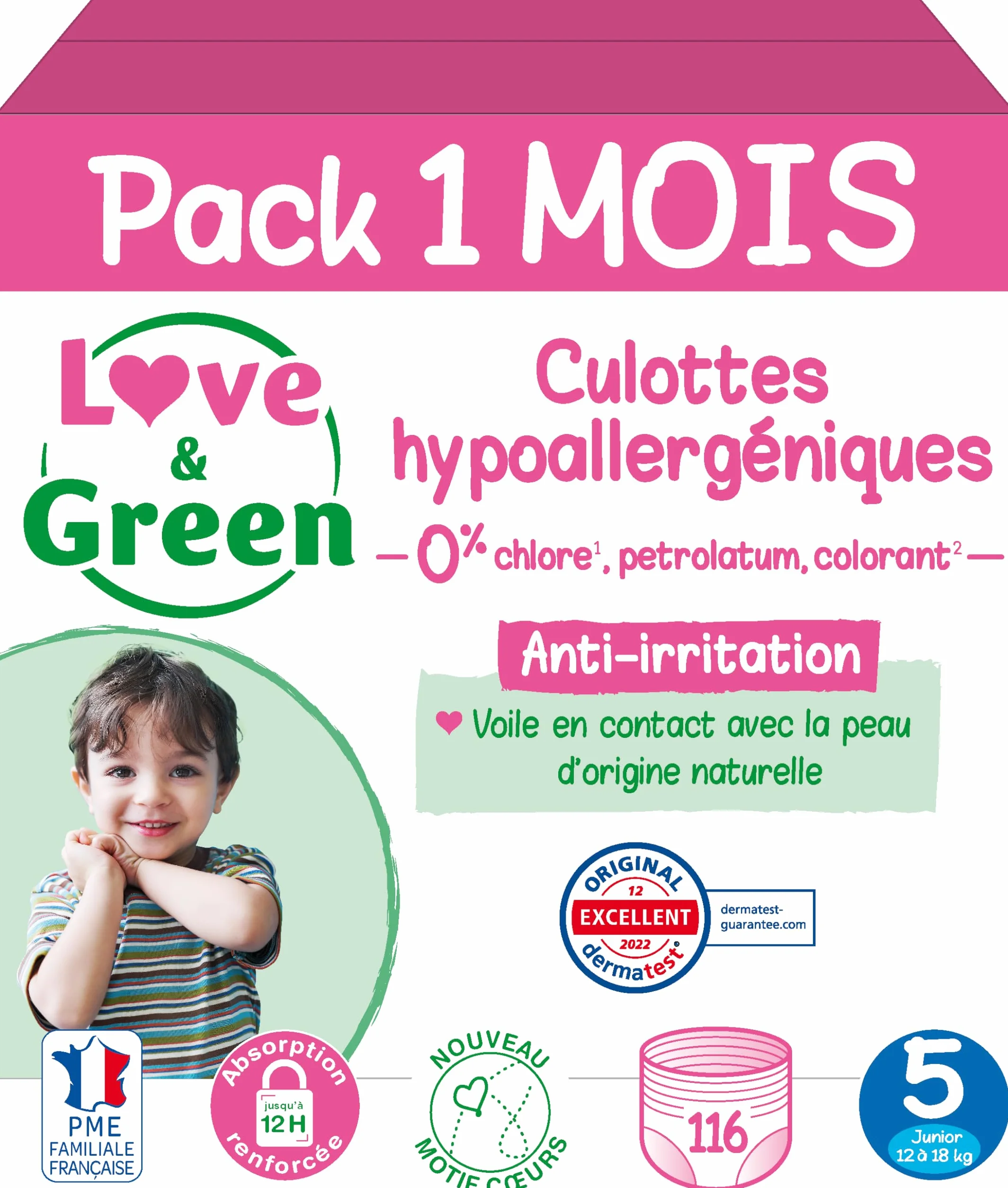 Love & Green Hypoallergene umweltfreundliche Höschen, T5 x 29 cm