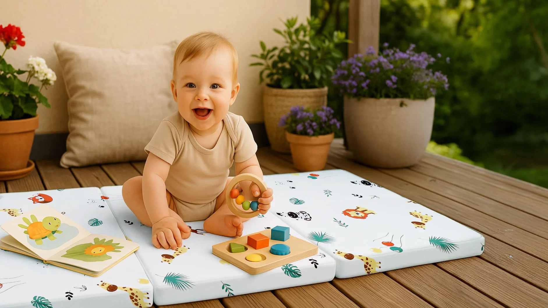 Klappmatratze Faltbare Reisebett Baby Matratze 60x120 cm - Faltmatratze für Kinder Gästematratze klappbar Babymatratze Bodenmatratze Schlafmatratze und Reisematratze 60 x 120 cm Afrika