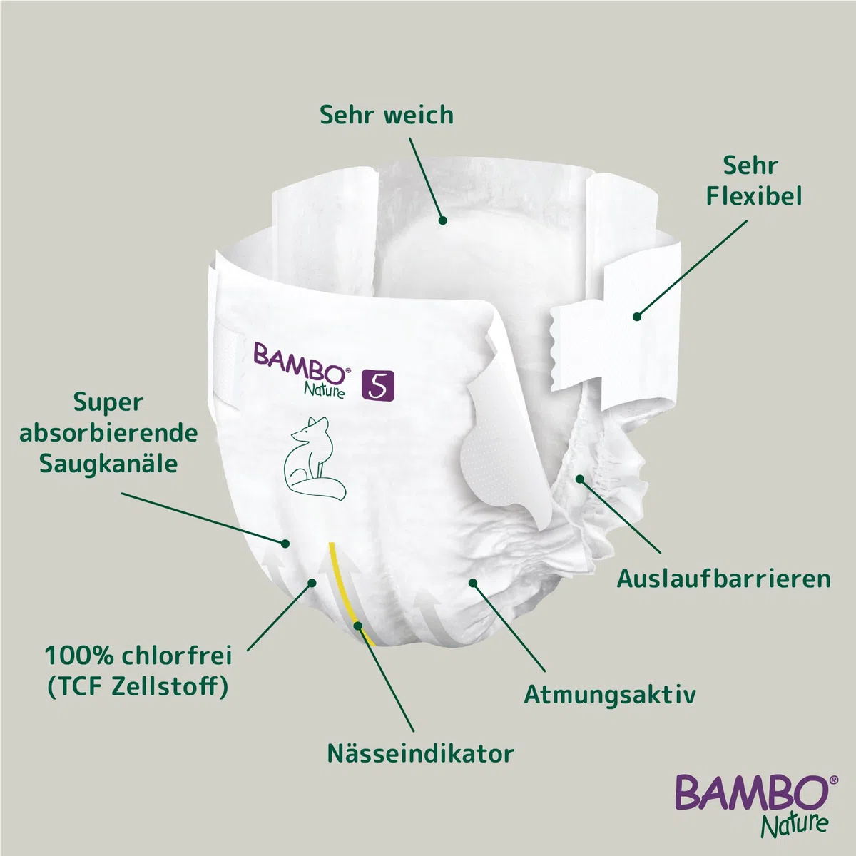 Bambo Nature Windeln Junior 5, 4,77 kg, 3 Stück