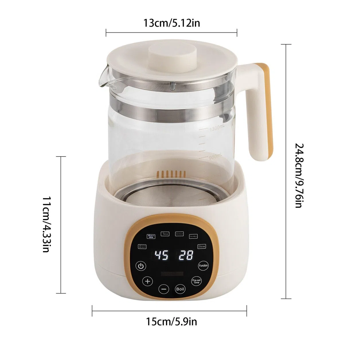 Flaschenwärmer Baby Wasserkocher 72h Warmhalten für Babynahrung Tee Kaffee 1.3 L Wasserkocher für Babynahrung