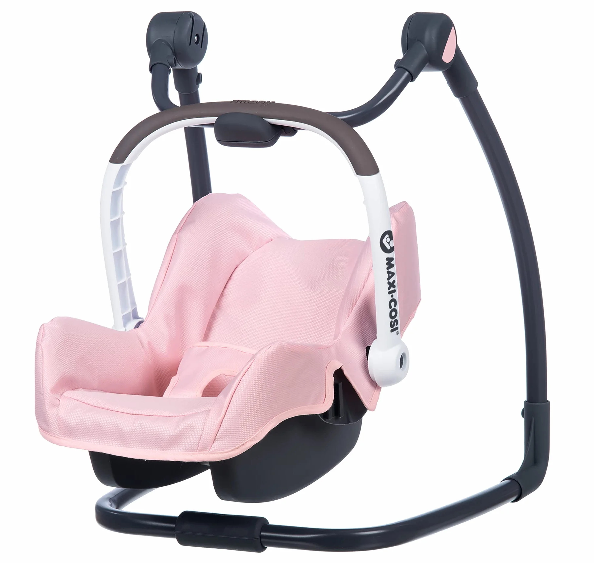 Smoby - Maxi-Cosi 3-in-1 Puppenhochstuhl - für Puppen bis 42 cm, Sitzschale, Hochstuhl, Autositz & Schaukel-Sitz, Puppenzubehör für Kinder ab 3 Jahren, rosa