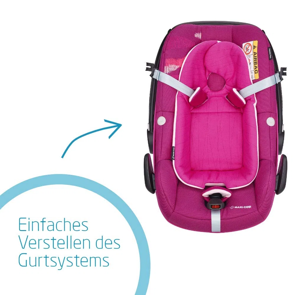 Maxi-Cosi Pebble Plus i-Size Babyschale, Gruppe 0+ Autositz für Babys, inkl. Sitzverkleinerer, nutzbar ab der Geburt bis ca. 12 Monate (0-13 kg / 45-75 cm), Frequency Pink, pink