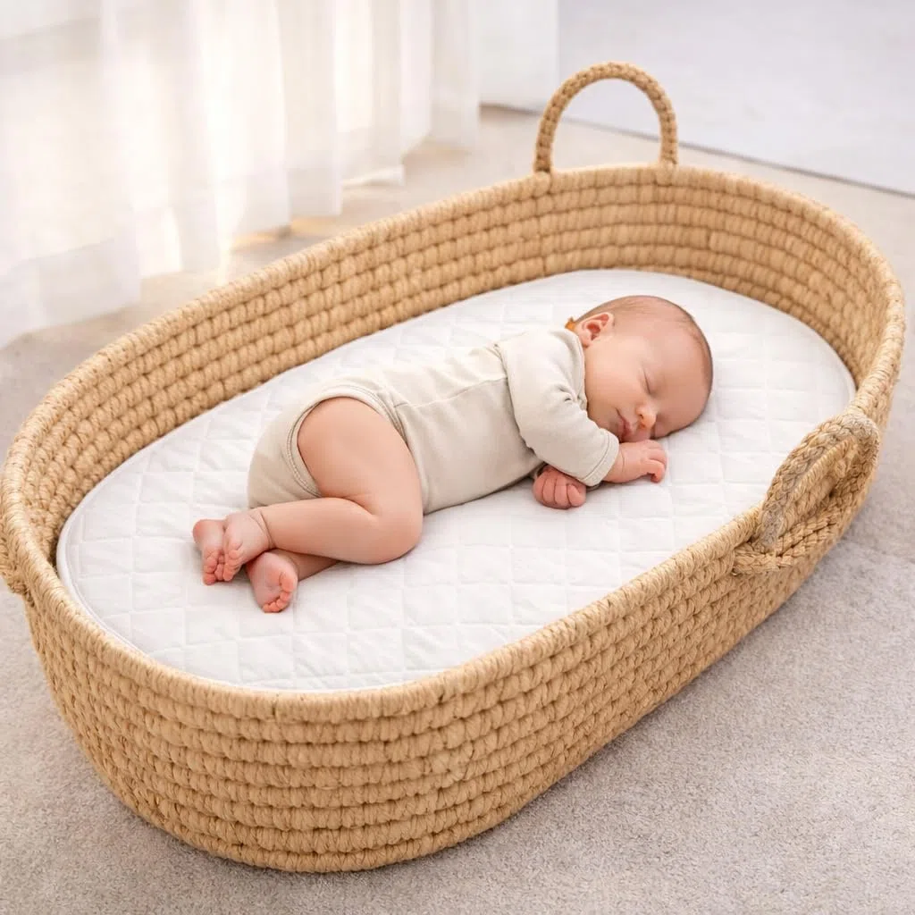 Matratze, Mikrofaser, hypoallergen, 74 x 30 x 4 cm, oval, Babyprodukt