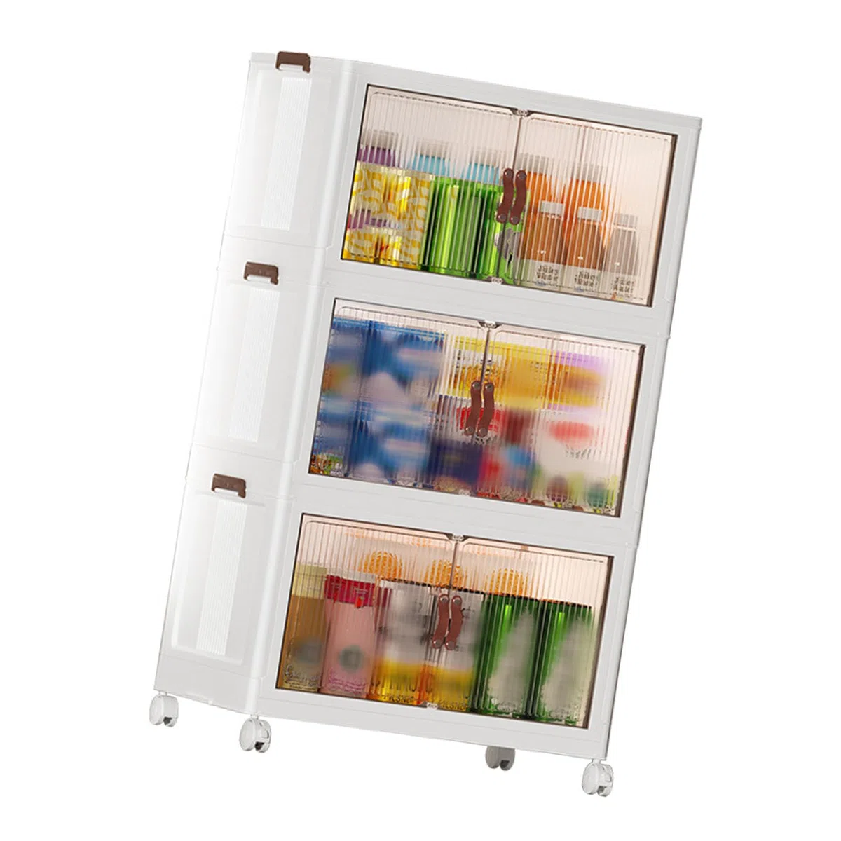 Multifunktionaler Zusammenklappbarer Aufbewahrungsschrank für, Snack-Organizer für Schlafzimmer, Kunststoff-Baby-Garderobe (3 Schichten)