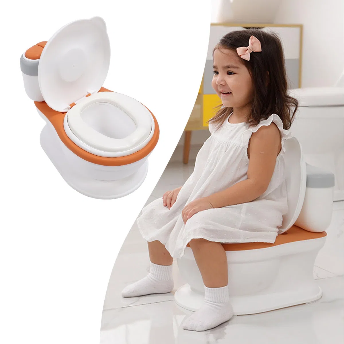 Kleinkind Töpfchen Training Toilette, tragbare Kleinkind Töpfchen Stuhl mit Spülung Tasten, Tissue Dispenser und lebensechte Spülung Sounds abnehmbaren Töpfchen Sitz