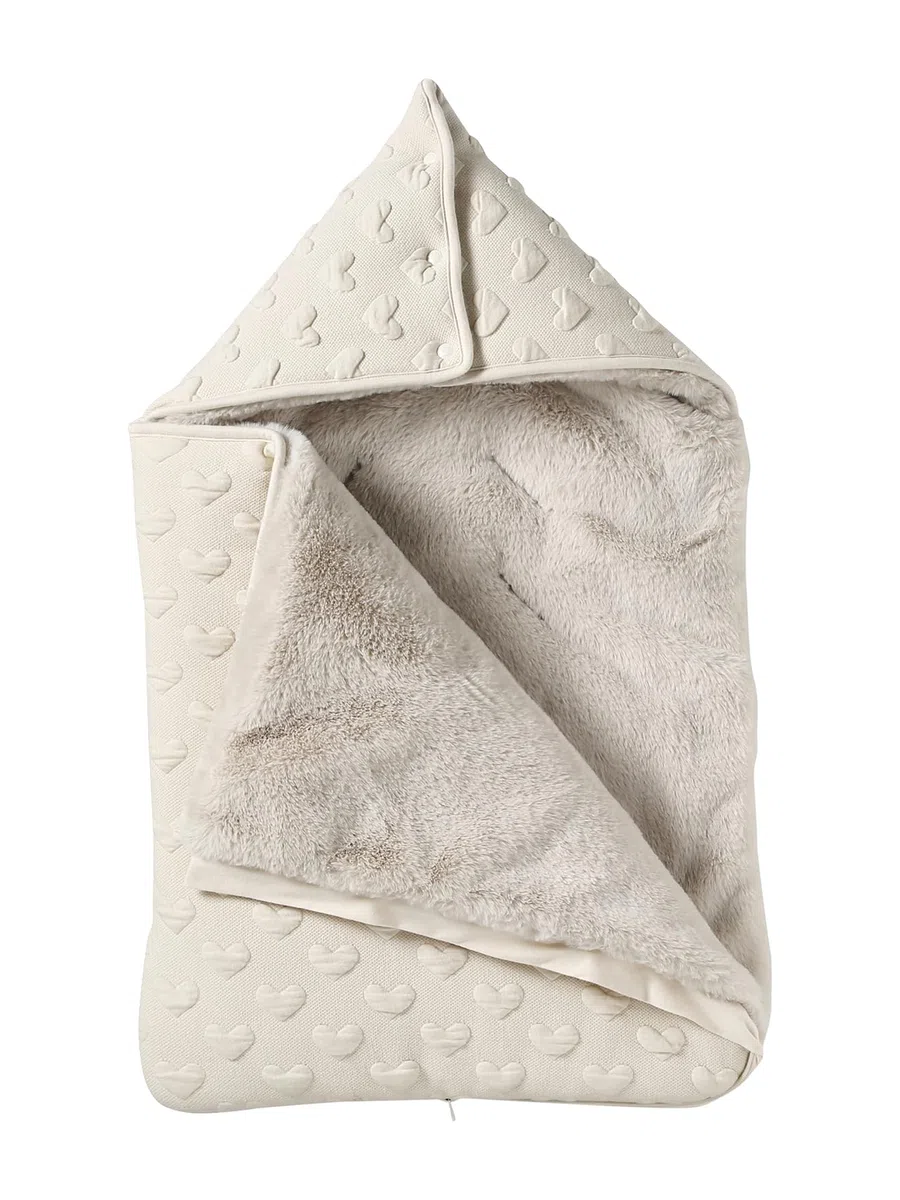 VERTBAUDET Warmer Baby Ausfahrsack mit Jacquard-Herzen beige