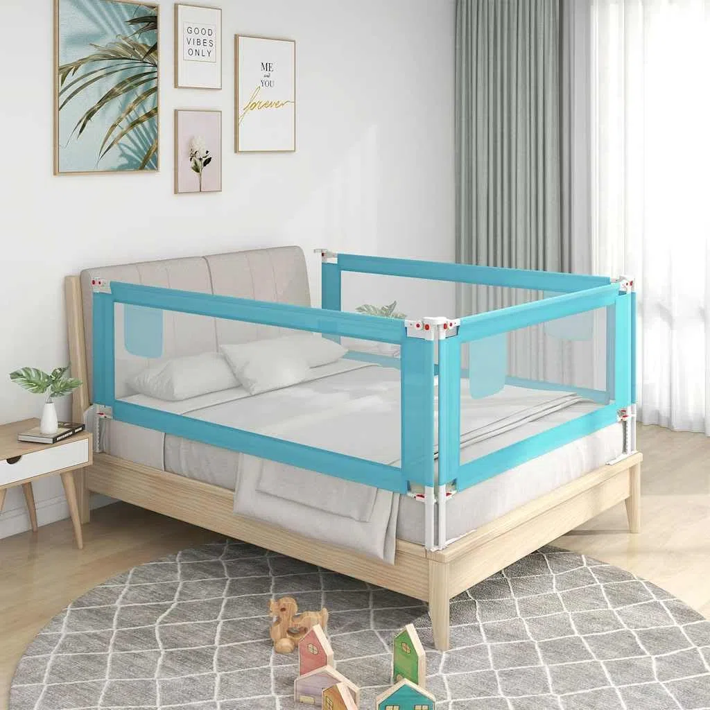 Generisch Kleinkind-Bettschutzgitter Blau 190x25 cm Stoff,Baby & Kleinkind,Babysicherheit,Baby-Bettschutzgitter,10214