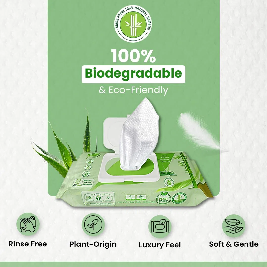 Comfy Life Biologisch abbaubare Ganzkörper-Feuchttücher für Erwachsene, groß, luxuriös, umweltfreundlich, frisches Gefühl, spülfrei, parfümfrei, Bettbad, Intimpflege, weiche Tücher (4 Packungen (160