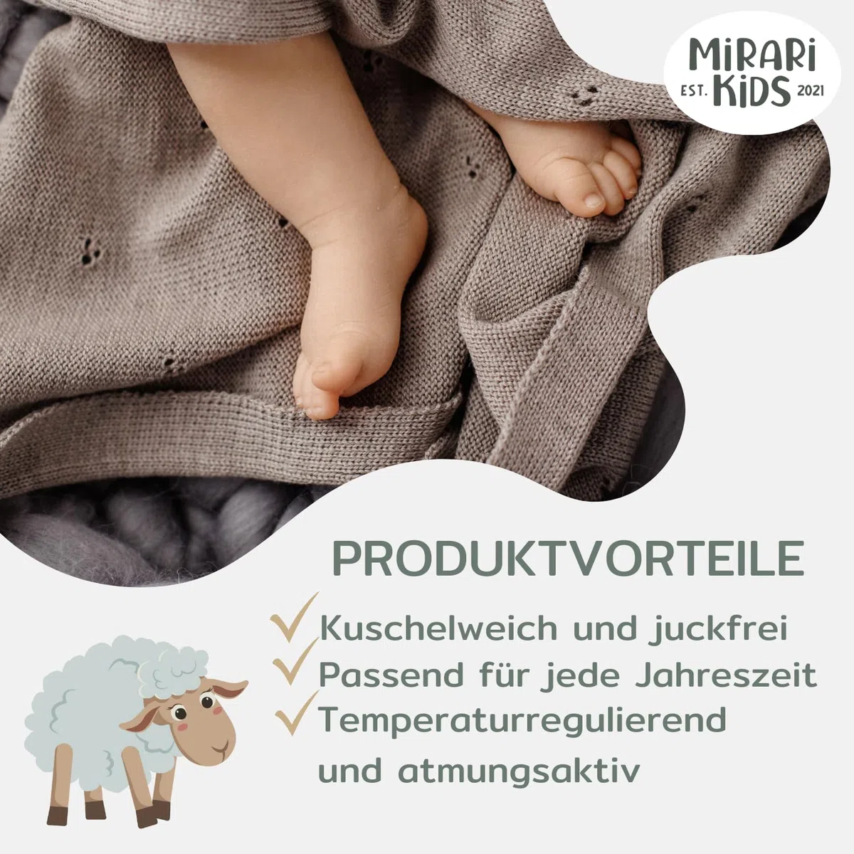 Babydecke 100% Merino Wolle I Baby Erstausstattung Neugeborene I Babydecke Winter 75 x 100 cm I Einschlagdecke babyschale Winter I Merino Decke I Wolldecke mit Geschenkbox