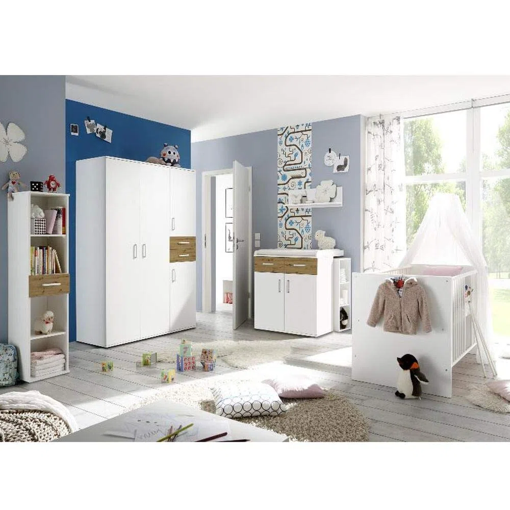Sienna Kinderzimmer Komplett-Set 20064 - Babyzimmer 7 TLG. Komplett Set Baby Komplettset mitwachsend (Asteiche)