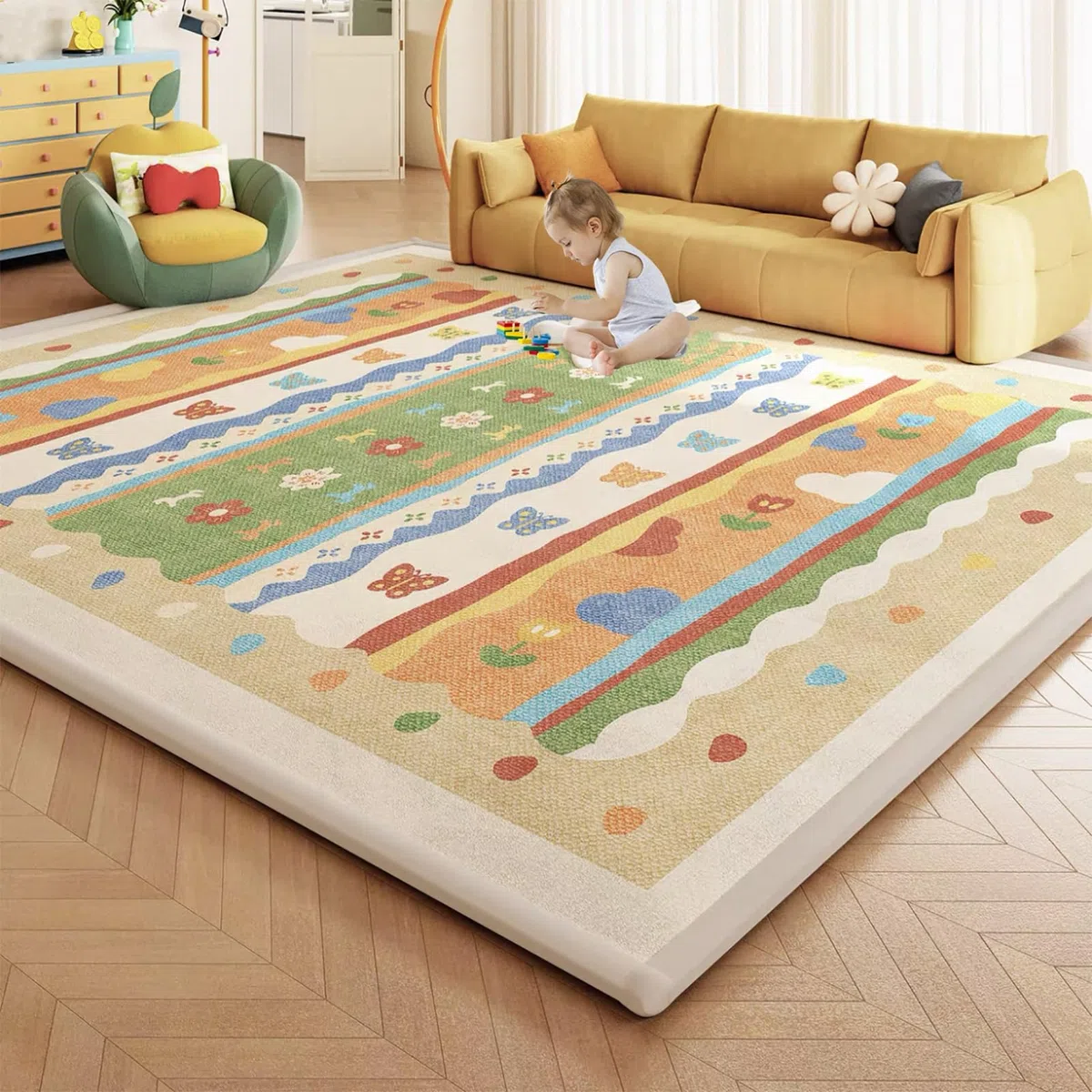 Spielmatte & Krabbelmatte Baby Faltbar 100 x 240 cm, Baby Krabbelmatte Große Spielmatte mit Schaumfüllung, Krabbelmatte Baby Faltbar, Dicke rutschfest Waschbar Wohnzimmer-Bodenmatte für Kinderzimmer