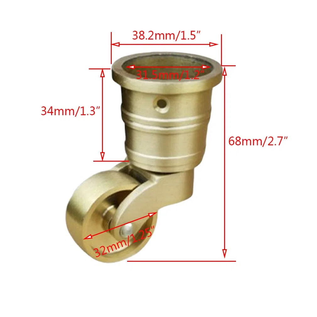 Lenkrolle, Antike runde Rollen, Lenkrollen, Möbelrollen, for Klavierfüße, Sofas, Tische, Tragkraft 150 kg, mit Schrauben, 4er-Set