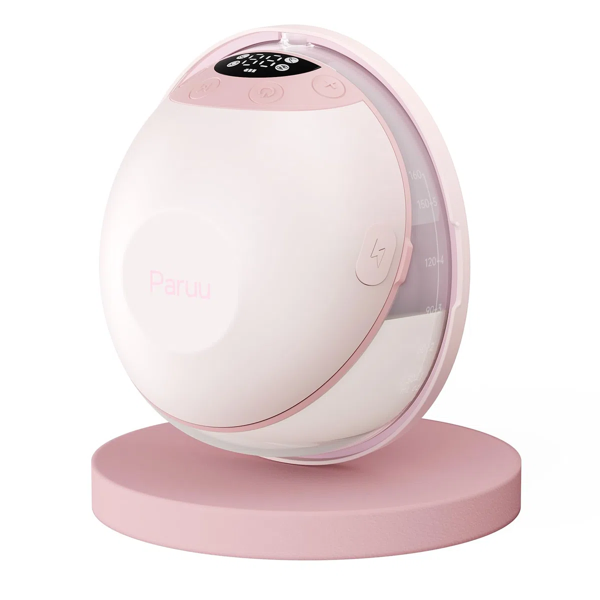 Paruu P20 Milchpumpe Elektrisch Freihändig, Tragbar Elektrische Milchpumpe, 4 Modi 12 Stufen mit 19/21/24 mm Doppelt Abgedichteter Flansch, Low Noise, Visualisierung der Milchmenge (1, Rosa)