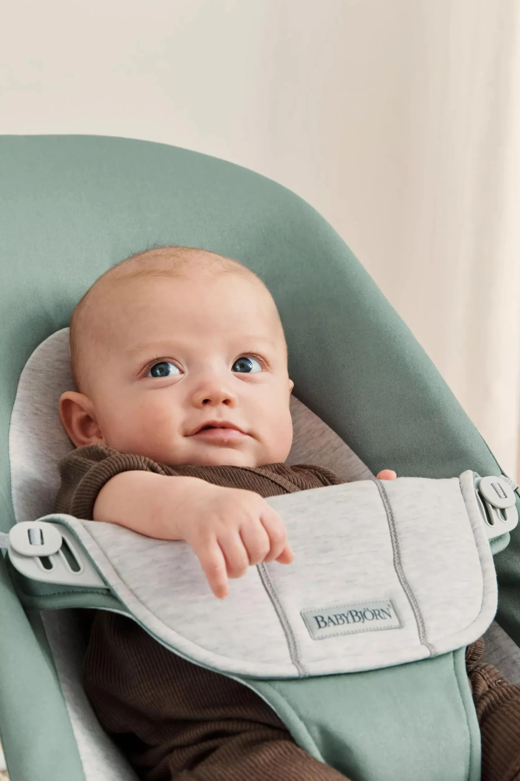 BabyBjörn Babywippe Balance Soft,Gewebt/Jersey, Graugrün/Grau