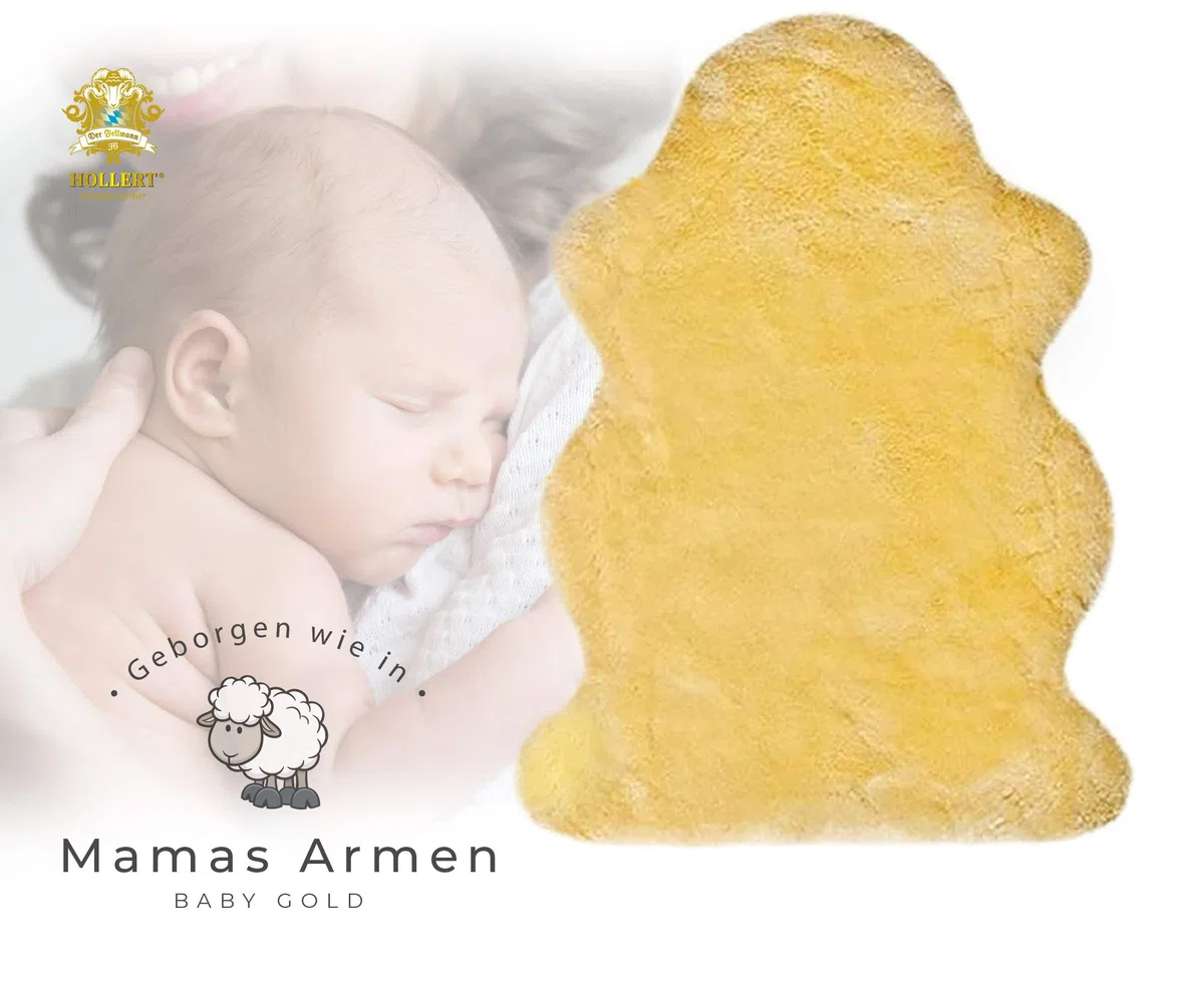 Hollert German Leather Fashion Lammfell Baby waschbar ökologisch gegerbtes kuscheliges echtes Merino Schaffell (deutsche Qualität) Naturform Babyfell geschoren Größe 90-100