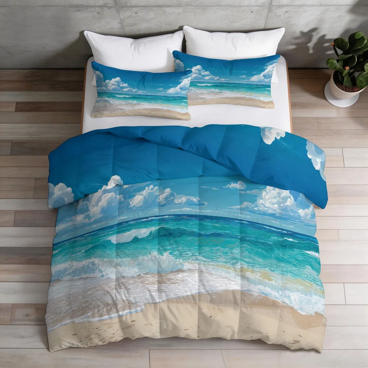Bettdecke 135 x 200 cm Sommerhimmel Strandurlaub 4 Jahreszeiten Warme Weiche Waschbar Mehrfarbig
