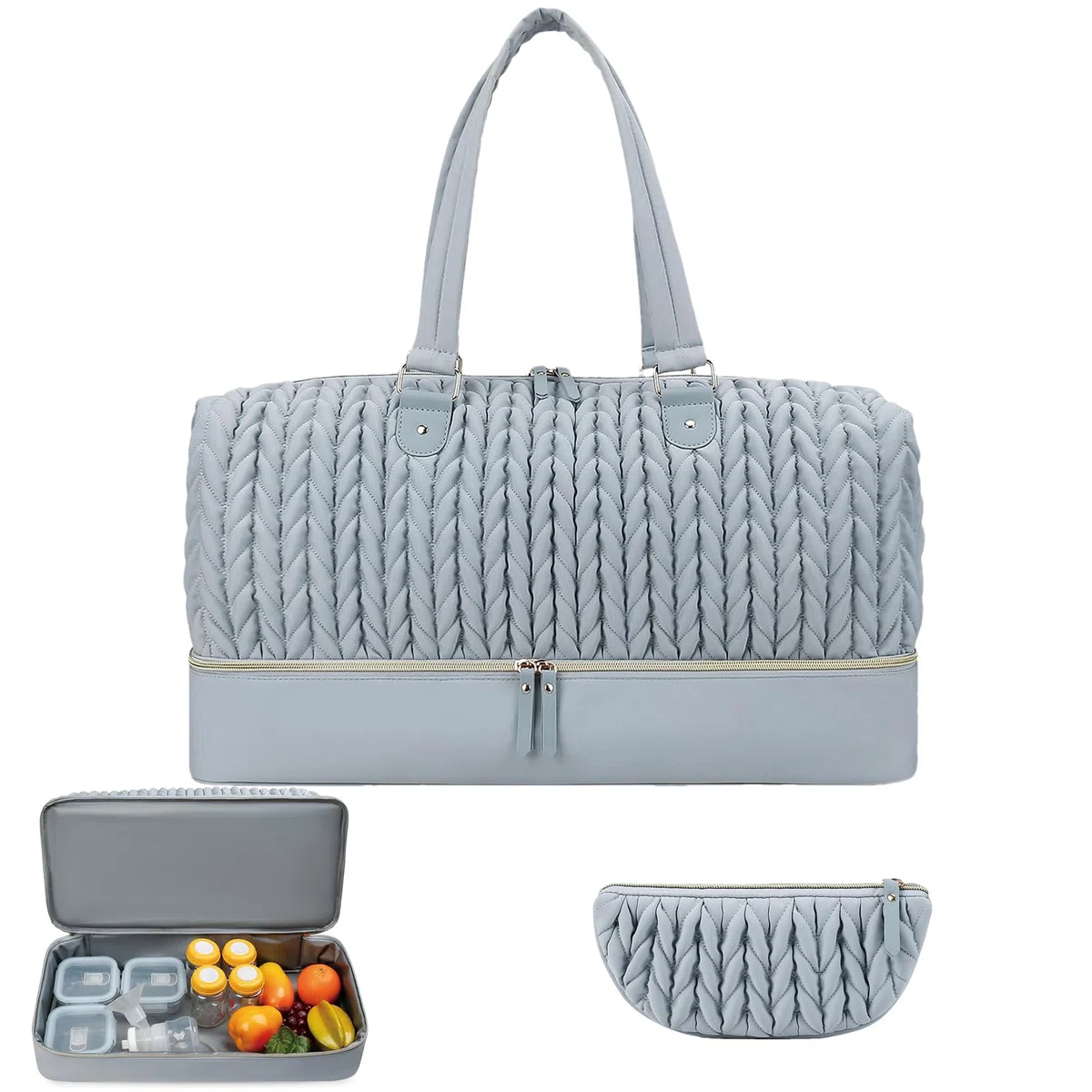 Wickeltasche – Windel-Organizer mit isolierter Tasche, Aufbewahrungstasche für Kinderzimmer, Windelaufbewahrungstasche, wasserdicht, gesteppt, Stickerei, Mutter- und Baby-Reisetasche, für Reisen
