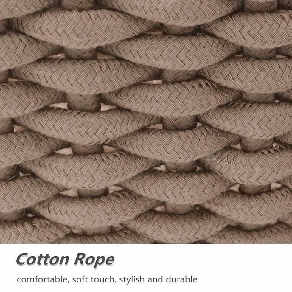 Icegrey Aufbewahrungskorb Baumwolle Strickkorb Dekorative NatüRliche Rechteck Wasserdichter Aufbewahrungsboxen Organisatoren für Babyzimmer, Schlafzimmer, Wohnzimmer Khaki 3er Pack