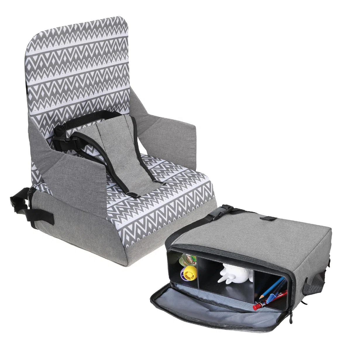 Dreambaby G6040 On-The-Go Kinder-Sitzerhöhung, tragbare Sitzerhöhung für Hochstuhl mit praktischen Staufächern, passend für die meisten Esszimmerstühle, leicht, kompakt und reisefreundlich