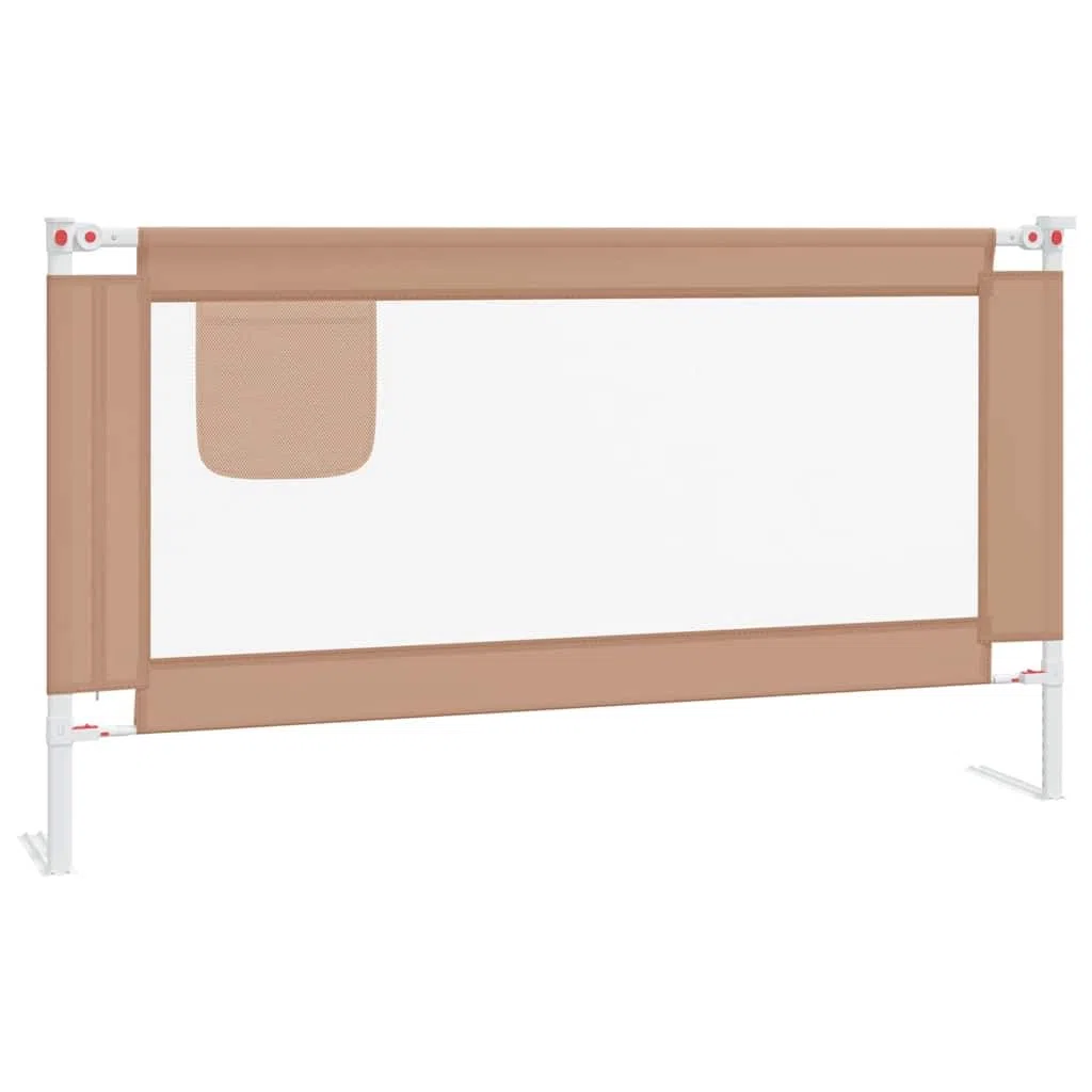 Bettschutzgitter für Kleinkinder 150x25 cm, Rausfallschutz für Kinderbett, Verstellbarer Fallschutz Taupe, Klappbares Bettgitter für Kinder von 18 Monaten bis 5 Jahren