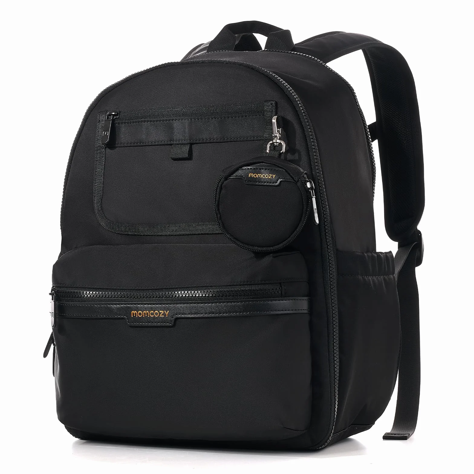 Momcozy Wickeltasche Baby, Wasserdichter Wickelrucksack mit Laptop Fach, Große Windeltasche, Isolierte Tasche, Neutrale Wickeltasche mit Multifuntion für Eltern, Schwarz
