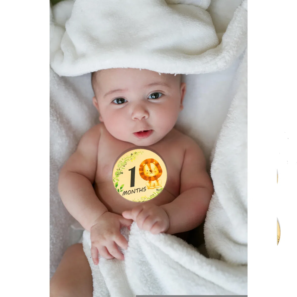 Baby-Erinnerungskalender für das erste Jahr mit Aufklebern & Baby-hölzerner monatlicher Meilenstein-Fotokarten, 12 Monate hölzernes Andenken Geschenk für Babyparty, Neugeborene, Eltern, Kinderzimmer