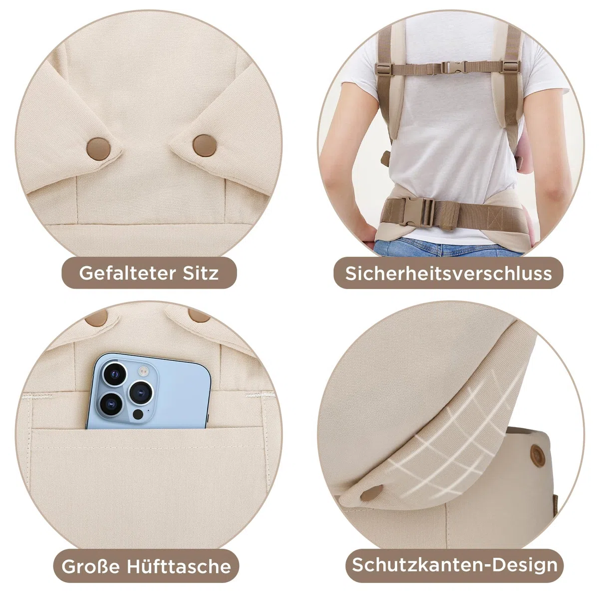 GAGAKU Babytrage für Babys Kleinkinder, Einfach zu Tragen Gesicht in Gesicht nach Vorne und Hinten Tragen, Ergonomisch Tragehilfe mit Nackenstütze, Geeignet für 3,2-15kg - Khaki