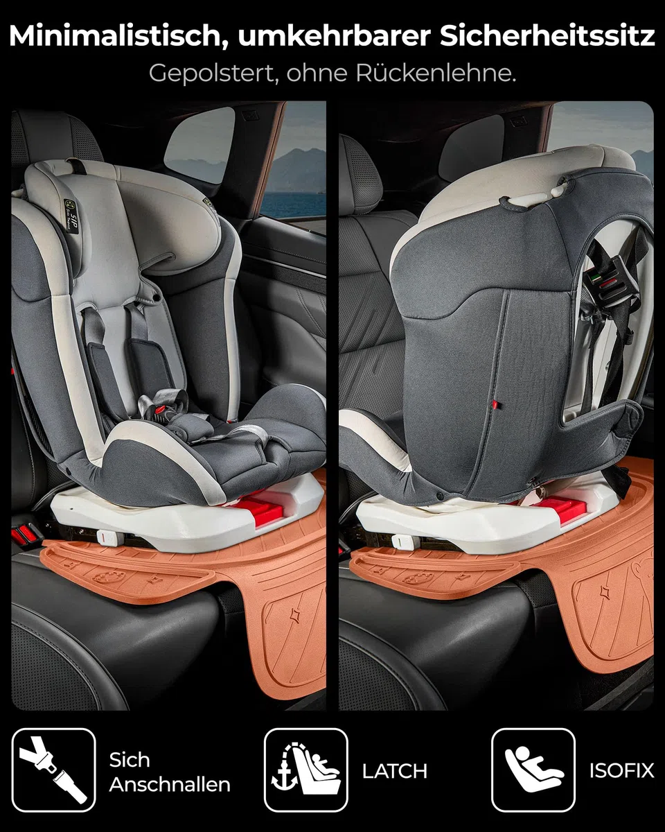 3W Orangefarben Kindersitzunterlage Autositzschoner，ISOFIX Sitzschoner Auto Kindersitz, Niedliches Bären-Design, Wasserdicht und Rutschfest, Langlebige Autositzauflage Sitzschutz, Schwarz Auto Zubehör
