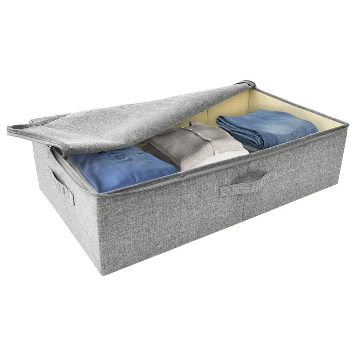 Tidyard 2 STK. Faltbare Aufbewahrungstasche, Dekoboxen mit Reißverschluss, Aufbewahrungskörbe, Spielzeug-Organizer, Stoff Grau 70x40x18 cm