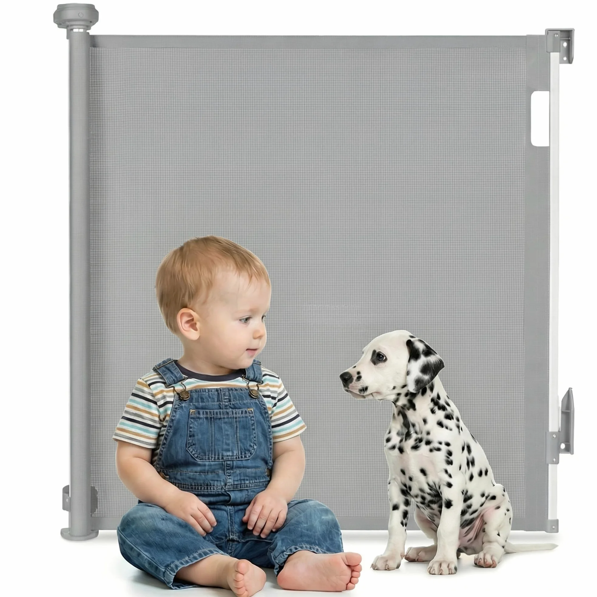 Lionelo Thea Treppenschutzgitter Ausziehbar für Babys, Hunde bis 140 cm | Türschutzgitter Kindertreppenschutzgitter Schutzgitter ohne Schwelle Doppelverriegelung UV-Schutz, 3 Montagesets Stabi
