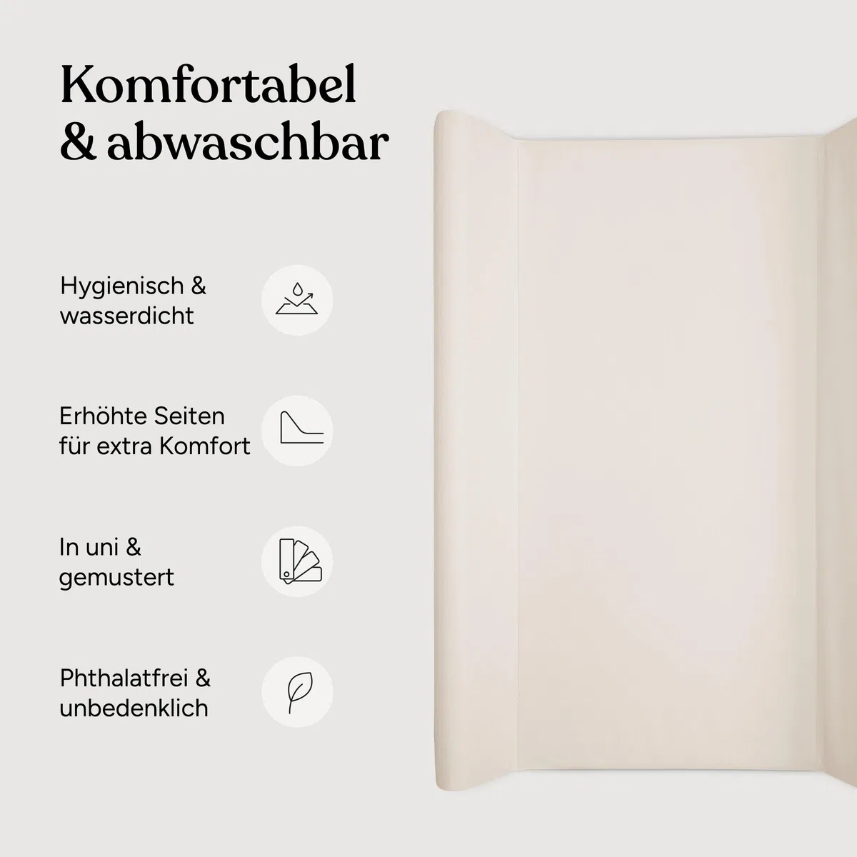 Ehrenkind Abwaschbare Wickelauflage 50x70 Beige Hygienisch Sicher Wickelunterlage