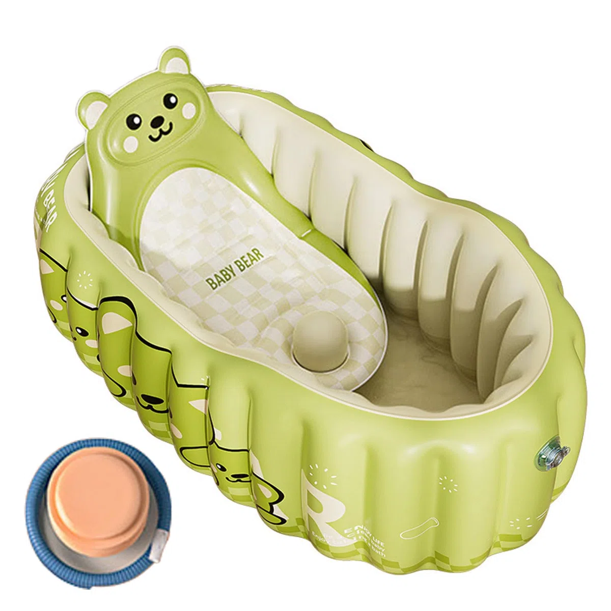 Freundliche aufblasbare Babywanne aus weichem PVC, kompakte Aufbewahrungsdesigns, Luftkissen, Babybadewanne für den und Außenbereich, PVC Babybadewanne
