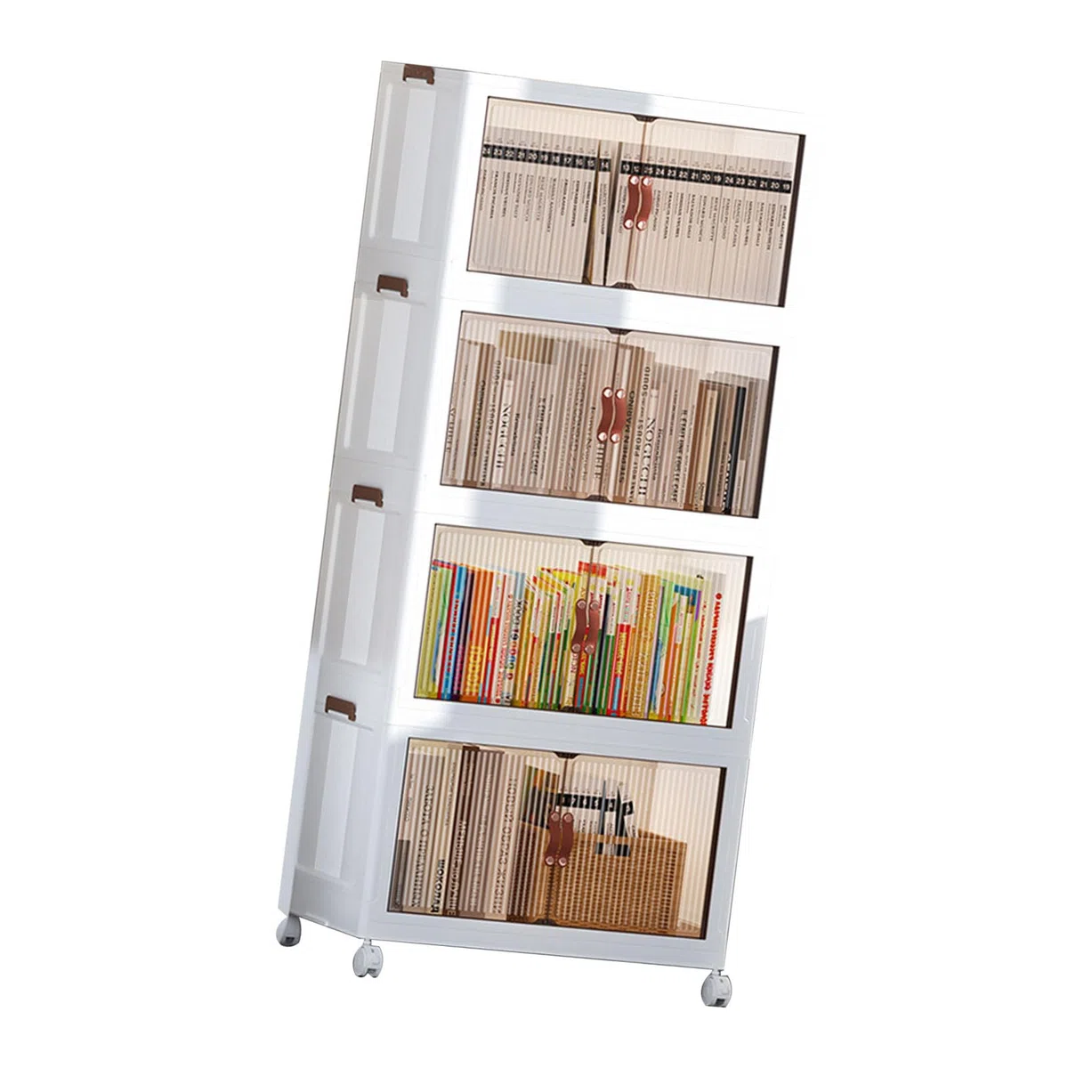 Multifunktionaler Zusammenklappbarer Aufbewahrungsschrank für, Snack-Organizer für Schlafzimmer, Kunststoff-Baby-Garderobe (4 Schichten)