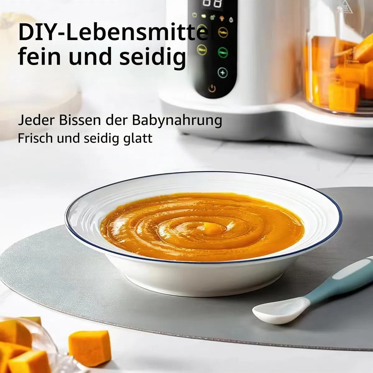 4-in-1 Babybrei Zubereiter & Dampfgarer Mixer Baby, 400ml Baby Küchenmaschine mit Touchscreen, Automatische Reinigung, Zum Garen, Mixen & Aufwärmen von Babynahrung, BPA-frei