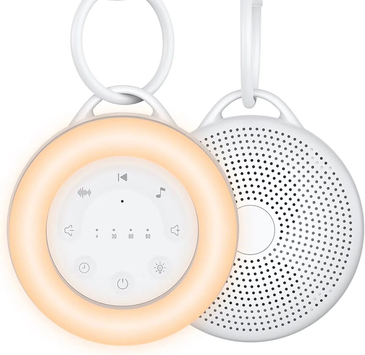 White Noise Machine Einschlafhilfe 24 Beruhigende Geräusche Tragbar 2000mAh Akku 3-Timer Memory-Funktion 16 stufige Lautstärke Babys Erwachsene Weiß
