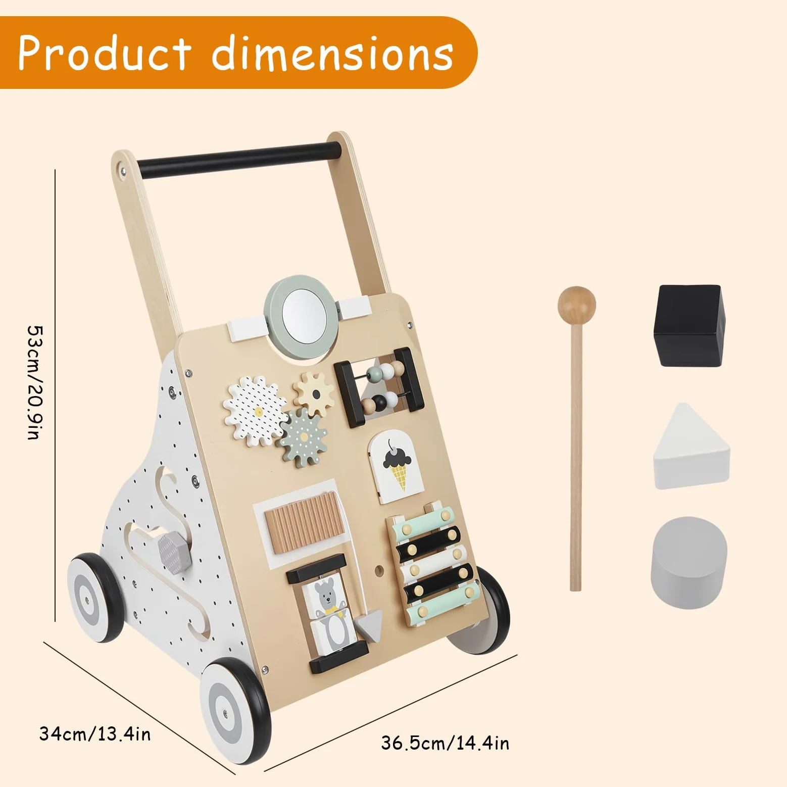 Lauflernwagen Baby,Aus Holz | Mit Activity,9 In 1 Lauflernhilfe Mit Montessori Spielzeug Multifunktion,Baby Walker Für Babys Ab 12 Monaten