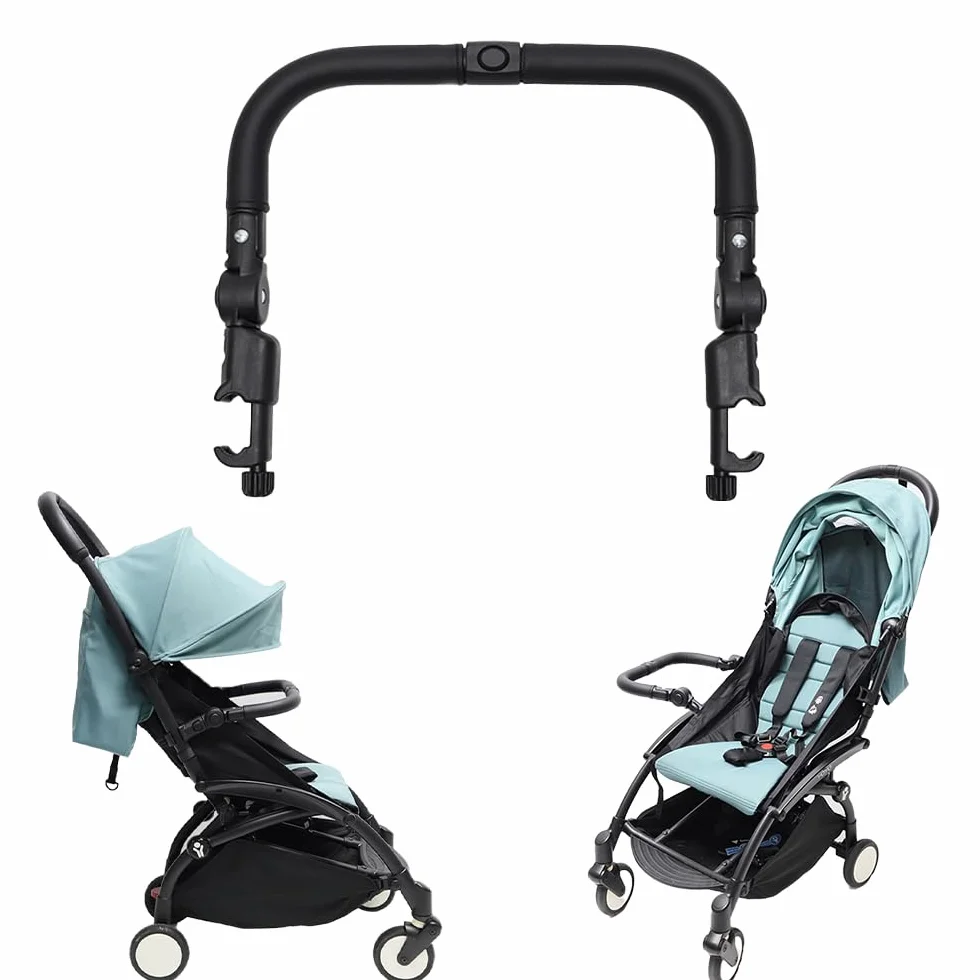Schutzbügel für Kinderwagen, Kinderwagen Stoßstange, Universaler Sicherheitsbügel für Kinderwagen, Verstellbarer Winkel, PU + Eisen, Querstange als Kinderwagenzubehör für Kinderwagen, Schwarz