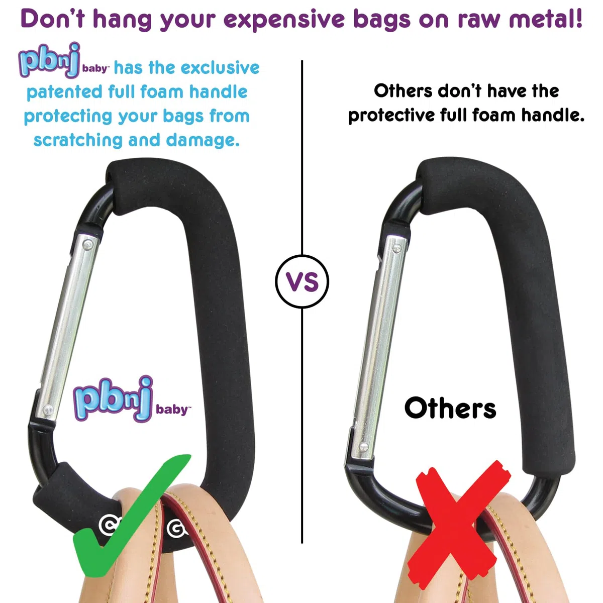 PBnJ Baby Clip‘n Go XL-Kinderwagen-Organizer, Haken, Clip für Geldbörse, Einkaufen und Wickeltaschen, 2 Stück