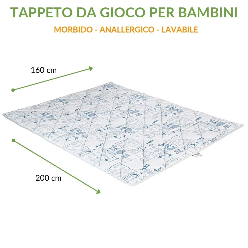 EVERGREENWEB Weiche Baby Spielmatte, Teppich Für Kinder Zum Spielen 160x200 cm Polyurethanschaum Polsterung, Hypoallergen, Faltbar | HELLBLAU