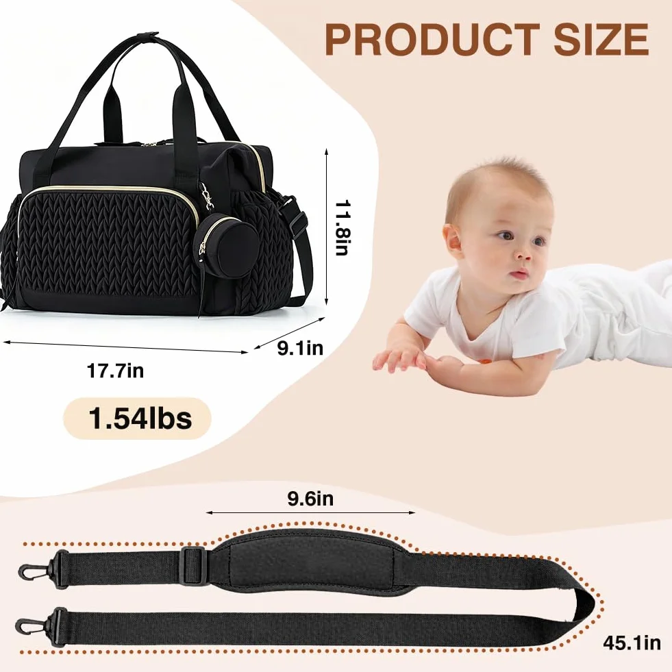 FARYODI Baby Wickeltaschen, Multifunktionale Wickeltasche für Mütter, Große Windeltasche mit verstellbarem Schultergurt, separatem Schnullerfach, für Unterwegs, Reisen & Strand