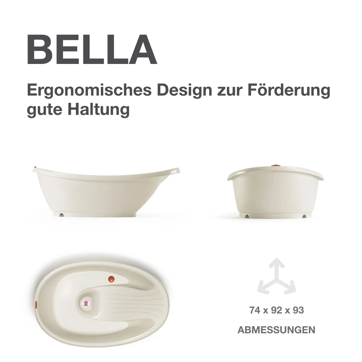 OKBABY Bella Kit mit Halterung, gemütliche Badewanne für Neugeborene und Babys von 0-12 Monate - Weiss