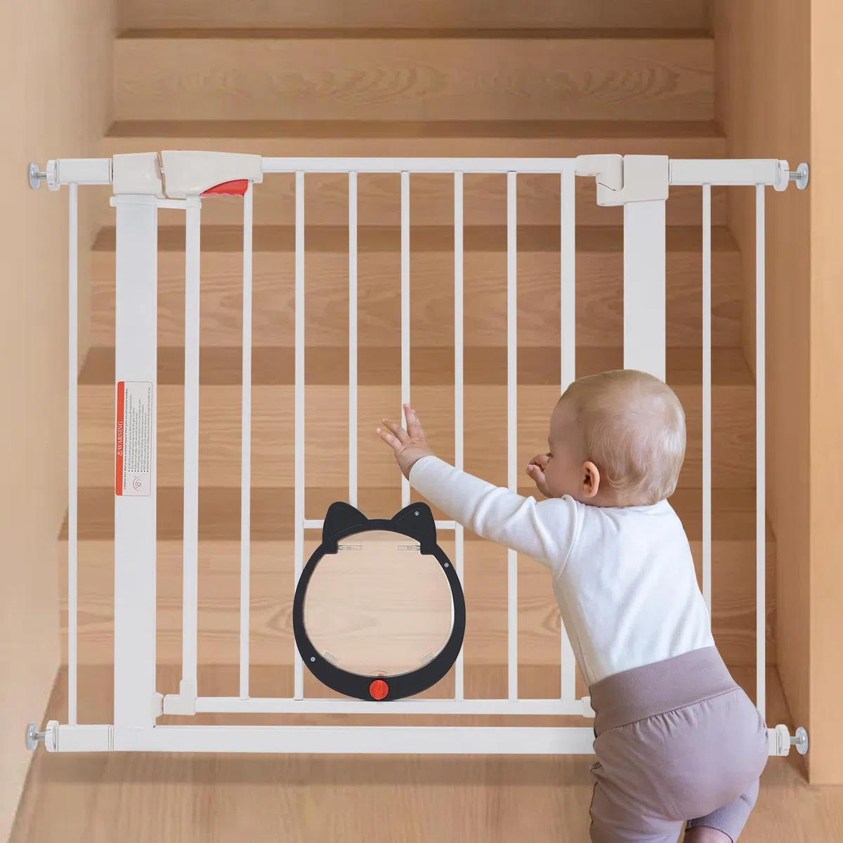 Treppenschutzgitter -93X76Cm Treppenschutzgitter Ohne Schwelle - Treppengitter Treppenschutzgitter Kindergitter Freistehende Schutzgitter (Weiß, M)