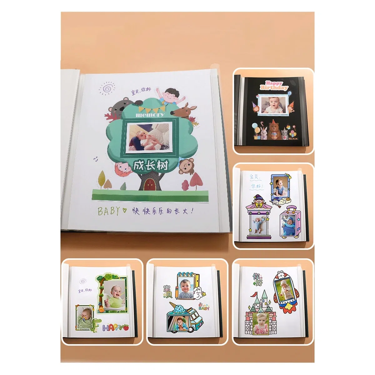 GLigeT Fotoalbum DIY. Babywachstum-Album-Gedenk-Album-Paste-Familie-Version dick, exquisites Großkapazität Handgefertigtes Paste-Fotoalbum Fotobuch (Color : 03, Size : 20 Sheets/Black Page)