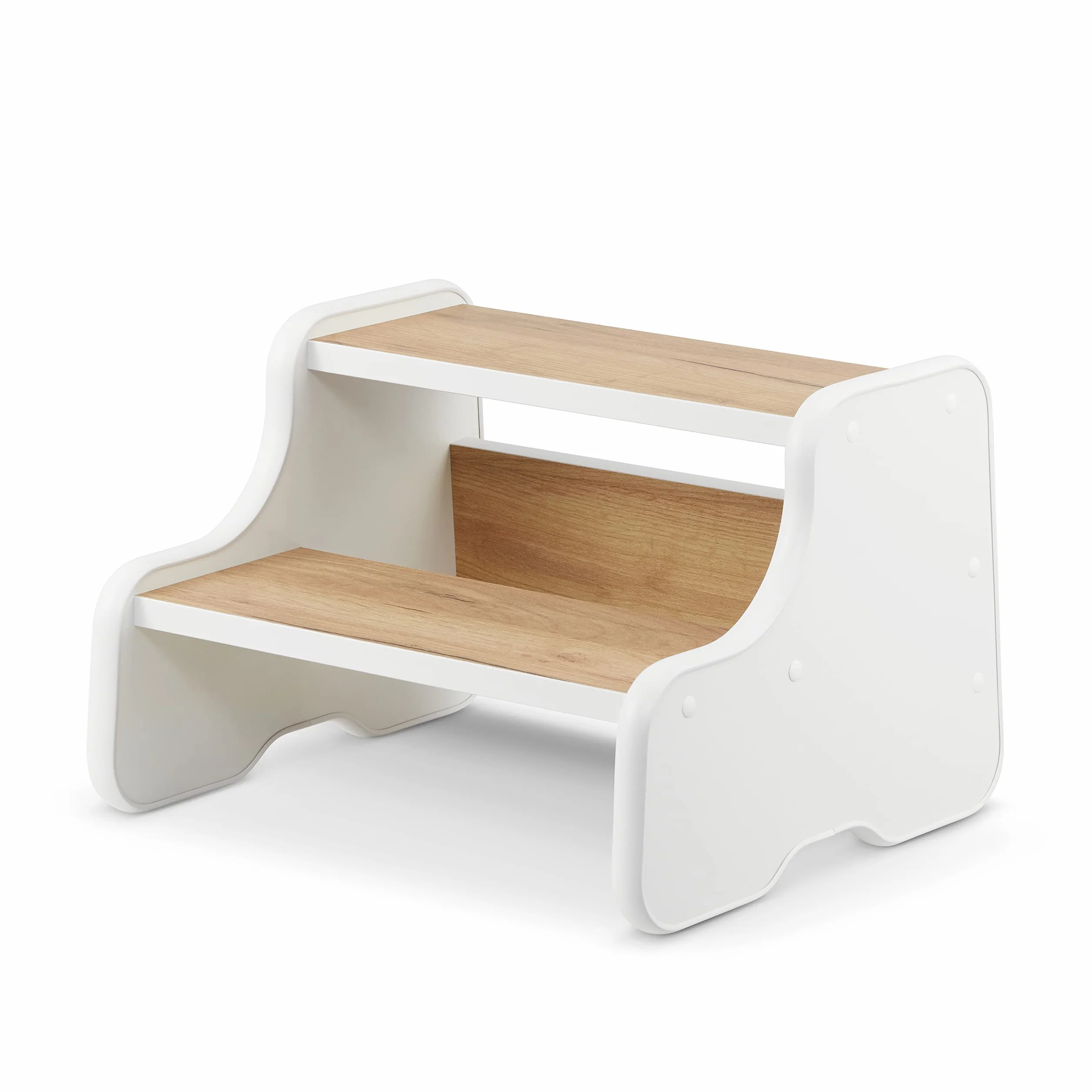 defiPad Tritthocker für Kinder mit 2 Stufen Weiß/Eiche, Kinderhocker und Toilettenhocker, Tritt-Schemel für Bad, Waschbecken, Toilette und Küche, Hergestellt in der EU