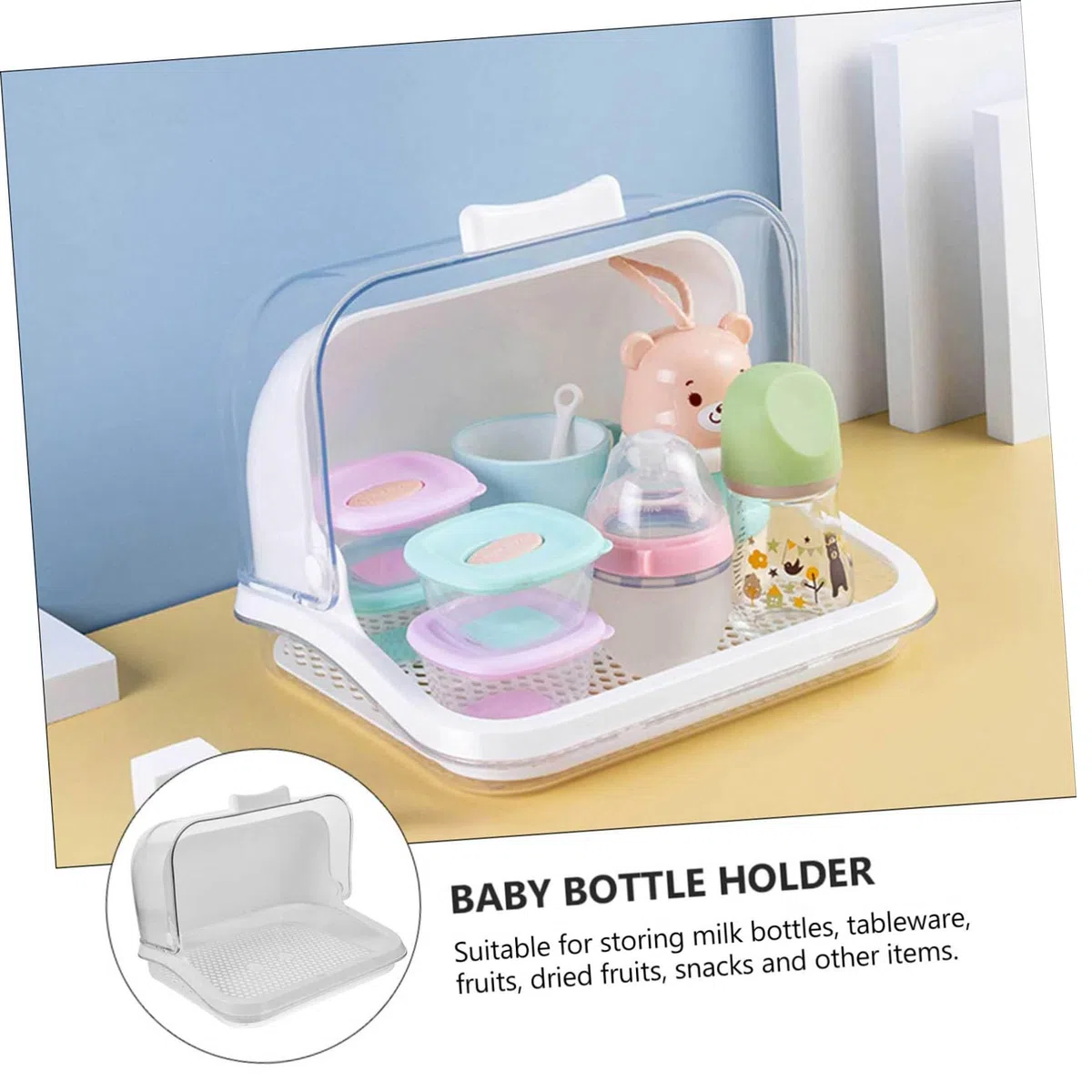 Babyflaschen trockengestell mit Abnehmbarem Sieb Langlebige Aufbewahrungsbox für Geschirr und Fläschchen Hygienischer Entwässerungsbehälter Leicht zu Reinigen für Säuglingsbedarf