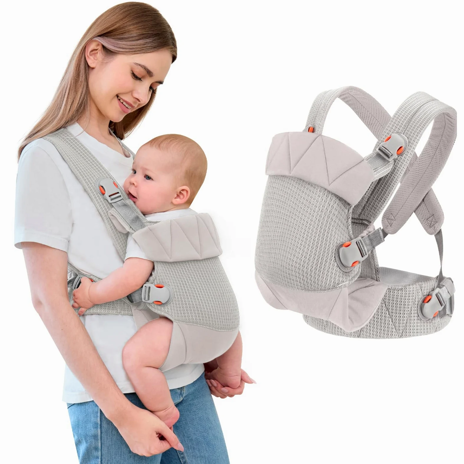 IULONEE Babytrage für Neugeborene Ergonomic Baby Carrier Tragbar Babytrage Vorne nach hinten tragen Babyhalter Trage für Babys Kleinkinder Grau