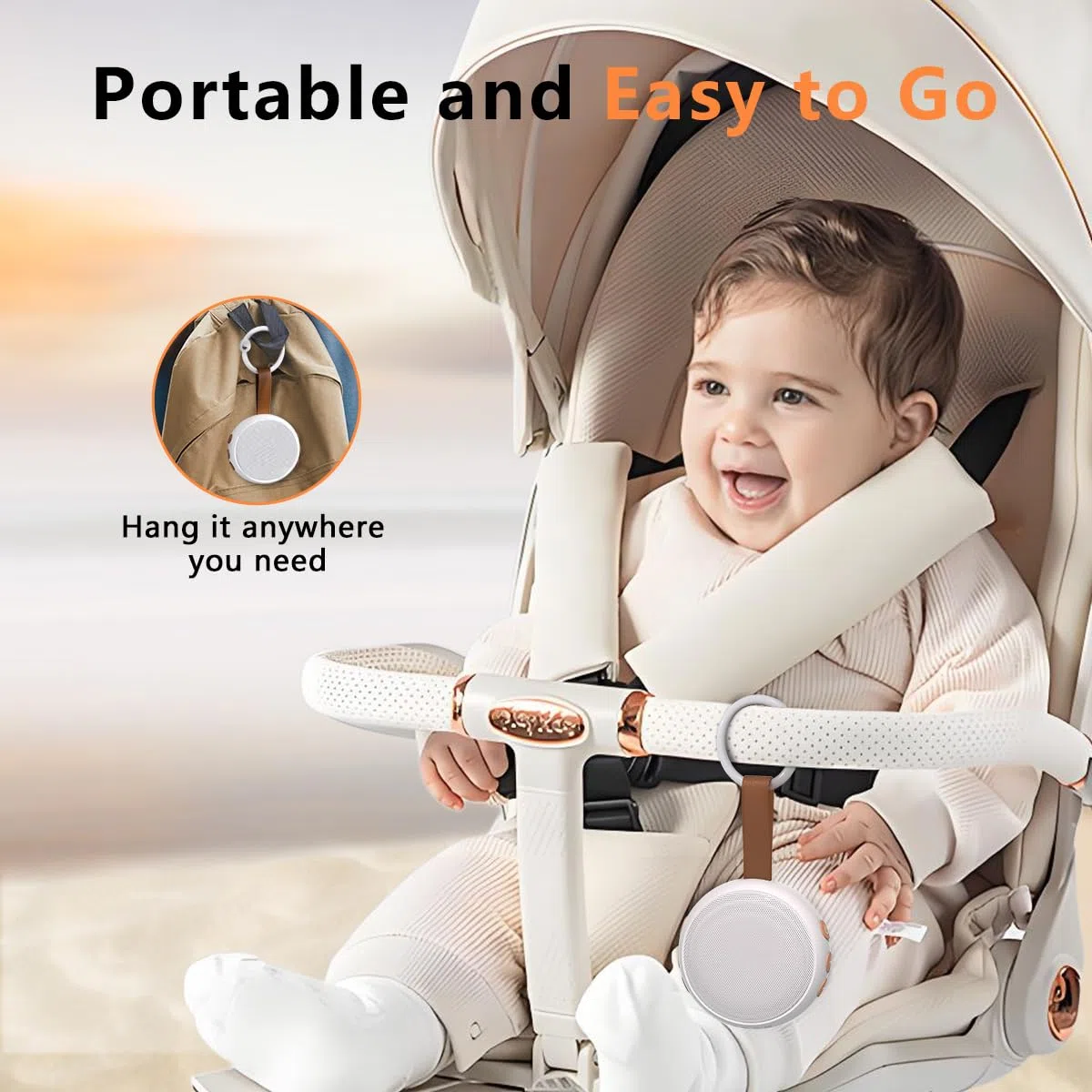 Tragbare Soundmaschine Baby White Noise Machine Travel Noise Machine mit 30 beruhigenden Geräuschen für Neugeborene Kinder Erwachsene Akku Schlaf Braun Rauschen Masker 4 Timer Speicherfunktion für
