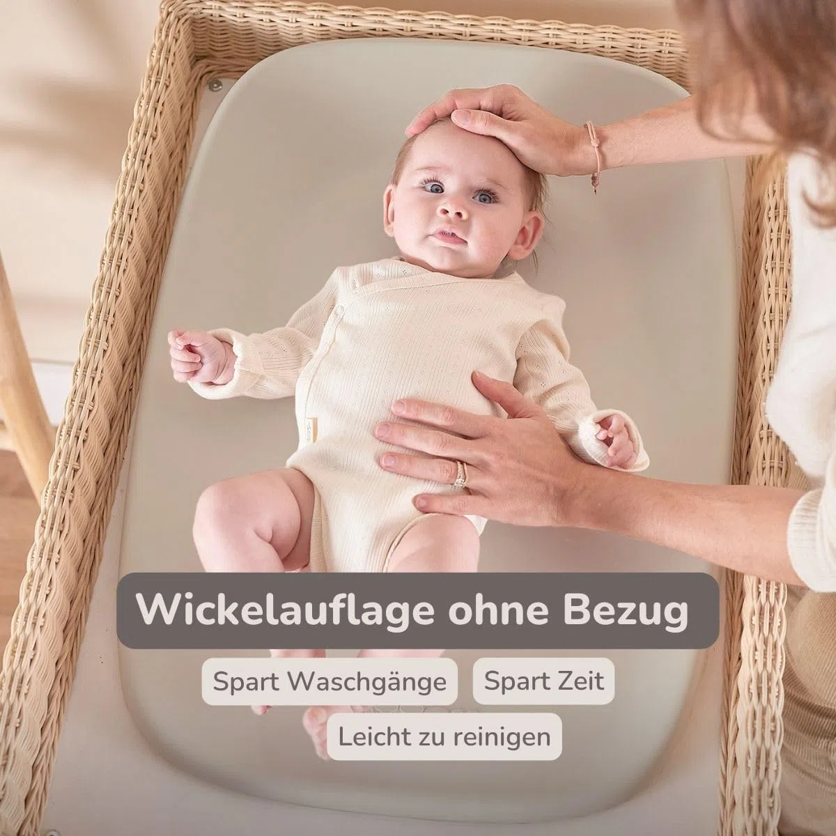 Nattou Wickelauflage - Wickelauflage Abwaschbar und wasserdicht auf PU-Schaum - Leicht und weich Baby Wickelunterlage - Wickelunterlage mit erhöhten Rändern - 50x70 cm - Tonfarben