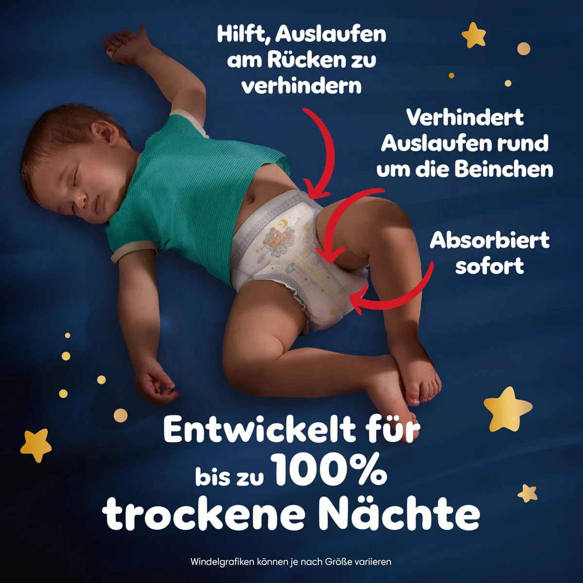 Pampers Night Pants Größe 3, 160 Windeln, 6kg-11kg, bieten zusätzlichen Schutz für die ganze Nacht