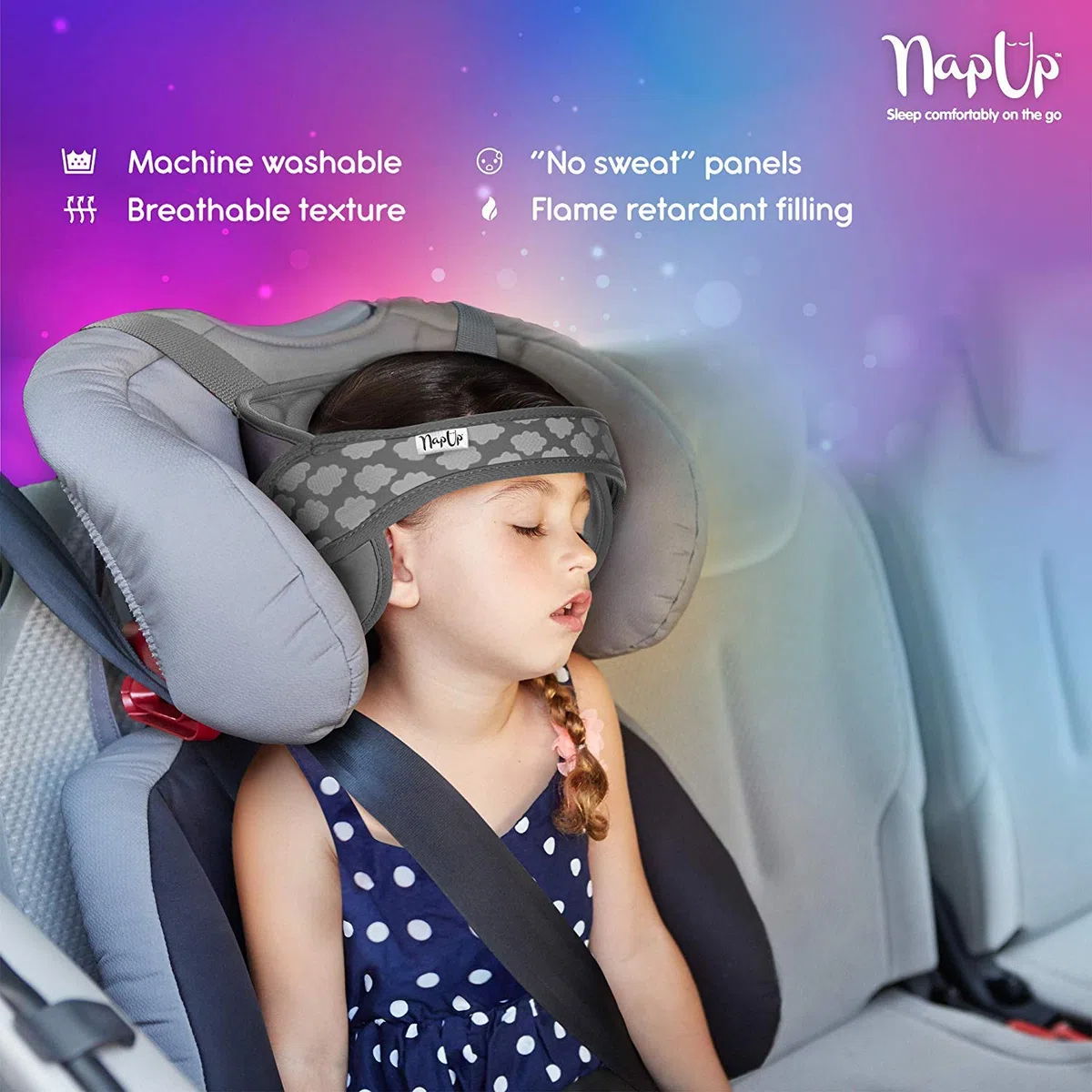 NapUp Autositz Einschlafstütze Original, grau